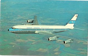 Kuwait Airways Boeing 707-320 Airplane Mid-Flight Vintage Photochrome Postcard