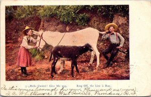 Humour KIds Talking On Donkey Hello Central 1906