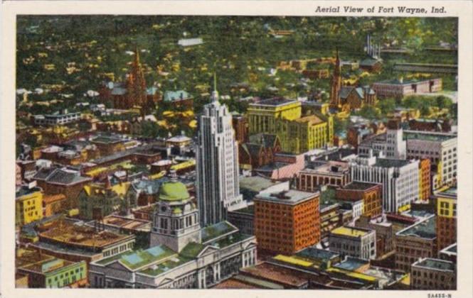 Indiana Fort Wayne Aerial View 1951 Curteich