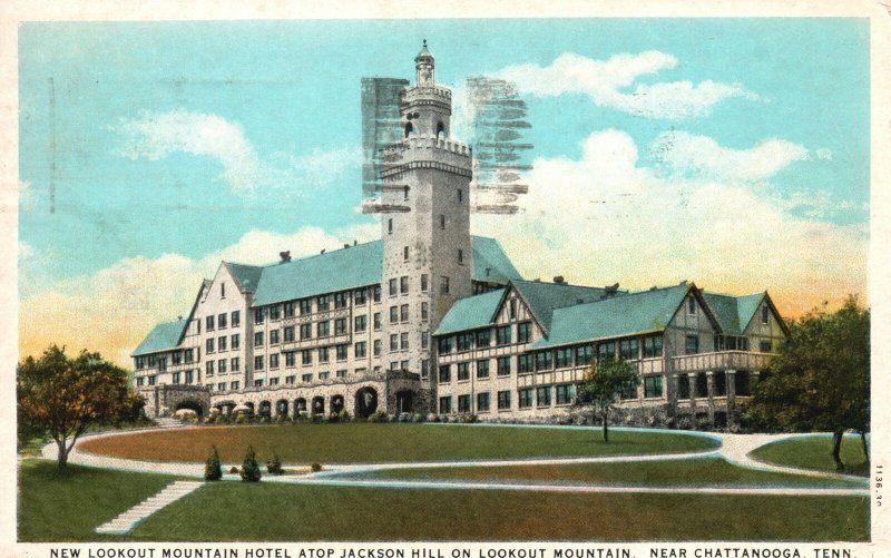 Vintage Postcard 1936 Lookout Mountain Hotel Atop Jackson Hill Chattanooga Tenn.