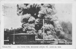 G5/ Meadow Lands Pennsylvania Postcard Oil Tank Fire Disaster Washington