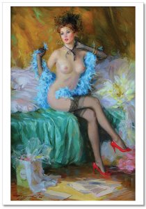 SEXY LADY Woman Semi Nude Erotica FINE ART by Razumov Rusian New Postcard