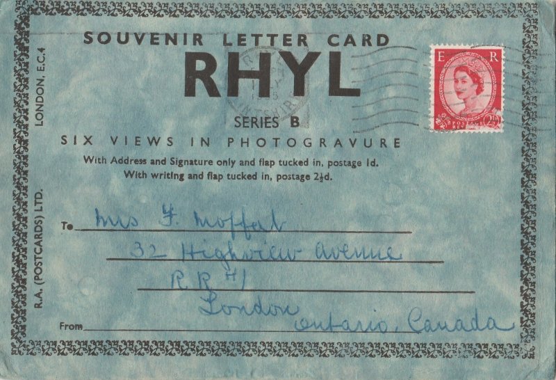 SOUVENIR LETTER CARD RHYL LONDON - SIX VIEWS