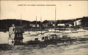 Manchester Massachusetts MA Lobster Pots Harbor Vintage Postcard