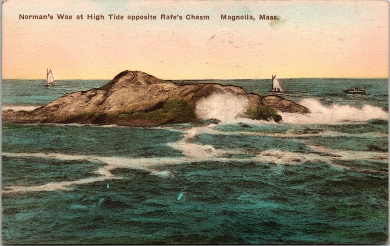 Normans Woe High Tide Magnolia Massachusetts Antique Postcard PM Beverly MA WOB 