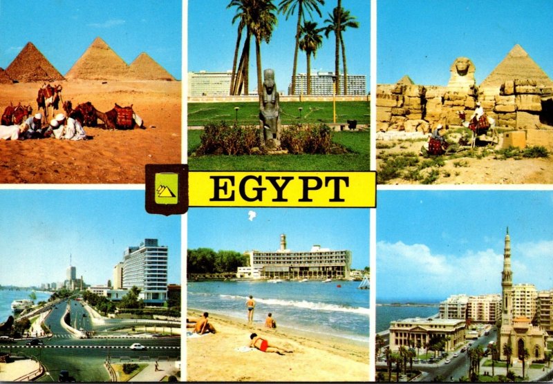 Egypt Multi View Showing Pyramids Great Sphinx Nile Hilton Hotel and More