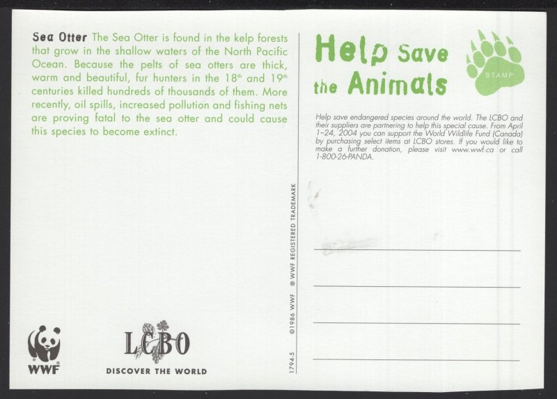 Help Save the Animals Sea Otter is found in the kelp forests LCBO ~ Cont'l