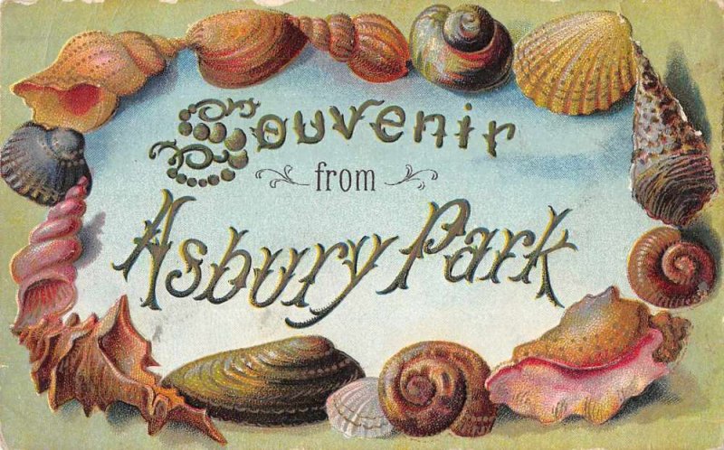 Asbury Park New Jersey Greetings Seashell Border Vintage Postcard JH230665