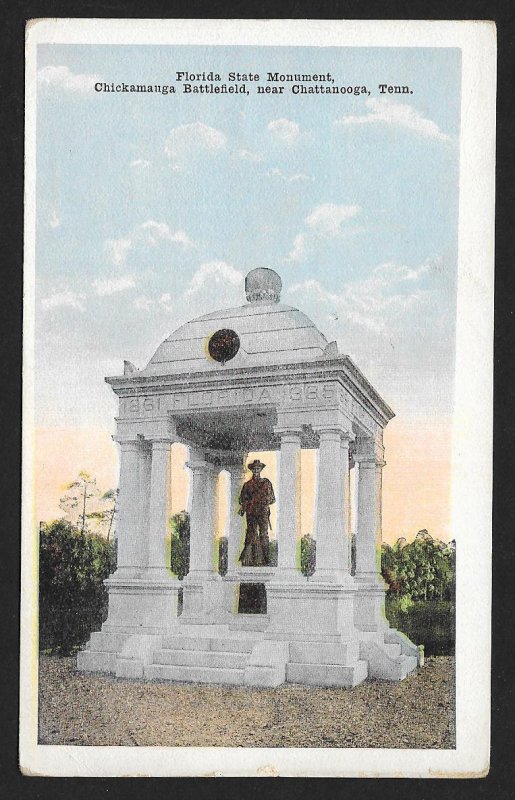 Florida State Civil War Monument Chickamauga Battle Chattanooga TN Unused c1920s