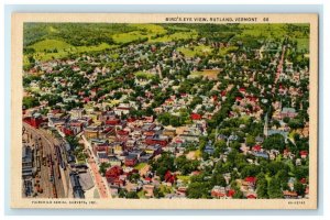 1933 Bird's Eye View of Rutland, Vermont VT Vintage Unposted Postcard  