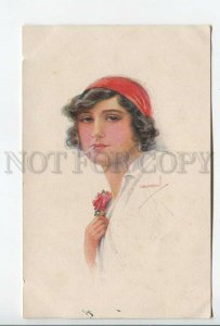 462172 USABAL Belle Girl DANCER Smoking Cigarette ROSE Vintage postcard #303-6