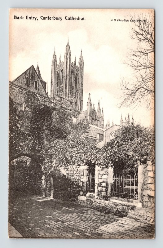 Dark Entry Canterbury Cathedral Antique Postcard UNP Unused DB