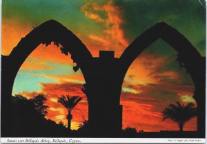 Cyprus Sunset Over Bellapais Abbey Bellapais Vintage Postcard BS.27