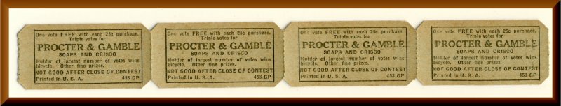 Vintage Procter & Gamble Promotion Tickets, Soaps & Crisco, Bike Raffle, ...