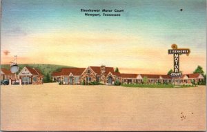 Vintage Postcard Eisenhower Motor Court Newport, Tennessee Hole Punch Ji-5
