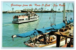 c1950's Greetings From Port O-Call San Pedro CA, Harbor Cruises Postcard