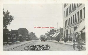 MT, Billings, Montana, RPPC, First Avenue North, Business Section, Photo