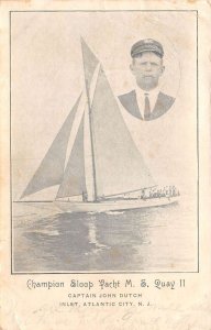 Atlantic City New Jersey Champion Sloop Yacht and Captain Postcard AA65933