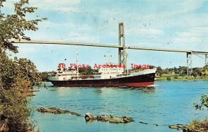 Steamship Passing the Channel under Thousand Islands Bridge, Alexandria Bay NY