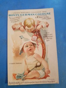 UTICA NY Hoyt's German Cologne Rubifoam For The Teeth 1896 Tradecard Callendar. 