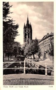 Oude Delft Met Oude Kerk Delft Holland 1958 