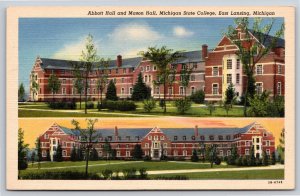 East Lansing MI~Abbott Hall & Mason Hall~Michigan State College~Vintage Linen PC
