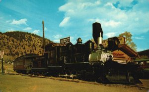 Vintage Postcard Old Smoking Cinders Historic Train Exhibition Idaho Springs CO