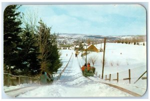 c1960 Toboggan Run Snow Winter Grossingers New York NY Vintage Antique Postcard