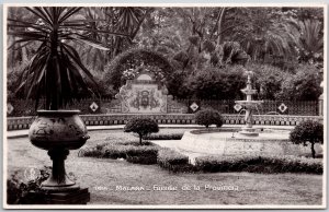 Malaga-Fuente De La Provincia Fountain Landscape Spain Real Photo RPPC Postcard