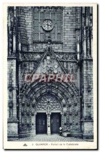 Old Postcard Quimper Cathedrale Portal