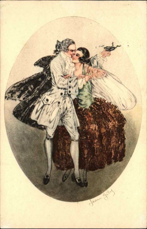 Victorian Romance Mask Ball Gown Beautiful Woman JEAN GILLES Postcard