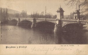 Czech Republic Pozdrav z Prahy! Nový most Františka Prague Postcard 06.88