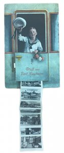 Germany gruss aus Bad Nauheim leporello fold out 10 multi views 3rd class wagon 