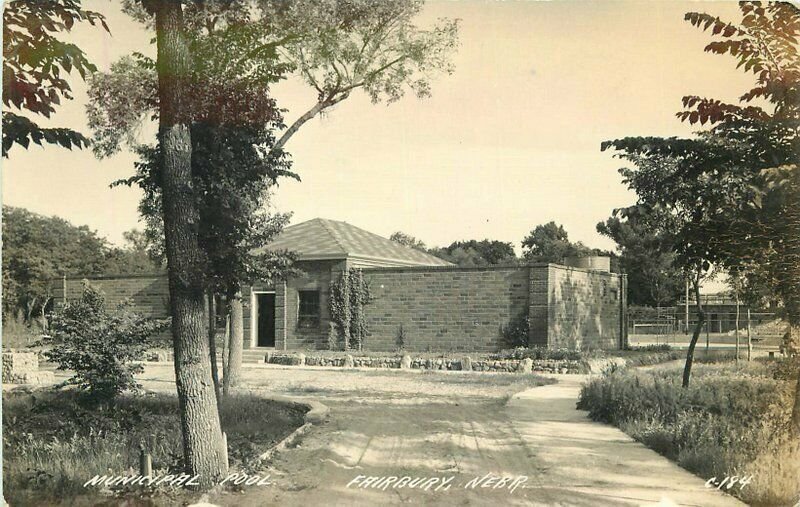 Fairbury Nebraska Municipal Pool C-184 1940s RPPC Photo Postcard Cook 21-7931