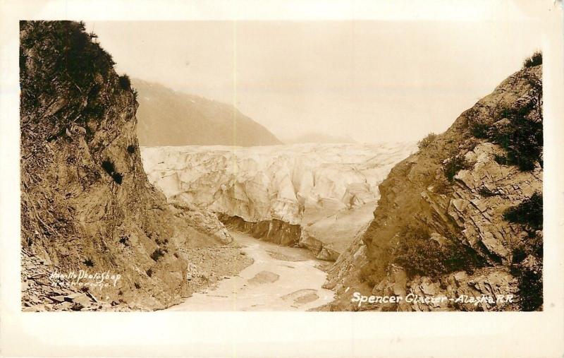 Spencer Glacier AK~Real Photo~Close to the Face of the Glacier~1940s~Post Card 