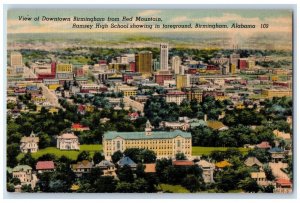 c1930s View Downtown Birmingham Red Mountain Ramsey High School Alabama Postcard
