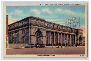 c1940s City of Lakes and Parks, Great Northern Station Minneapolis MN Postcard