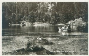 Switzerland, Blausee Lake in Kandertal, Men in Boat RPPC Unused