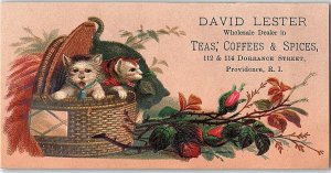 Lot of 5 David Lester Teas Coffee Cats Dogs Victorian Trade Card P121