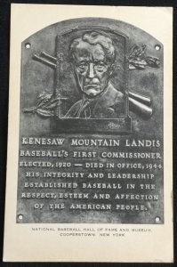 Unused Postcard Kenesaw Mountain Landis Baseball Hall of Fame NY LB