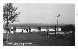 Solon ME Mountain View Camps In A Row Old Car, Real Photo Postcard