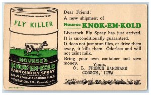 Nourse's Knok Em Kold Fly Killer Spray Kansas City MO Advertising Postcard