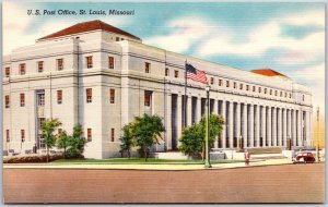 St. Louis Missouri MO, U.S. State Post Office Building, Flag, Vintage Postcard