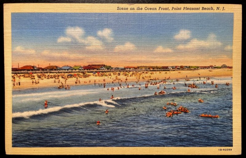 Vintage Postcard 1941 Surf on the Ocean Front Point Pleasant, New Jersey NJ