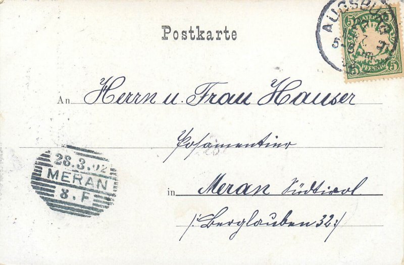 Germany Augsburg Fuggerhaus 1902 novelty postcard