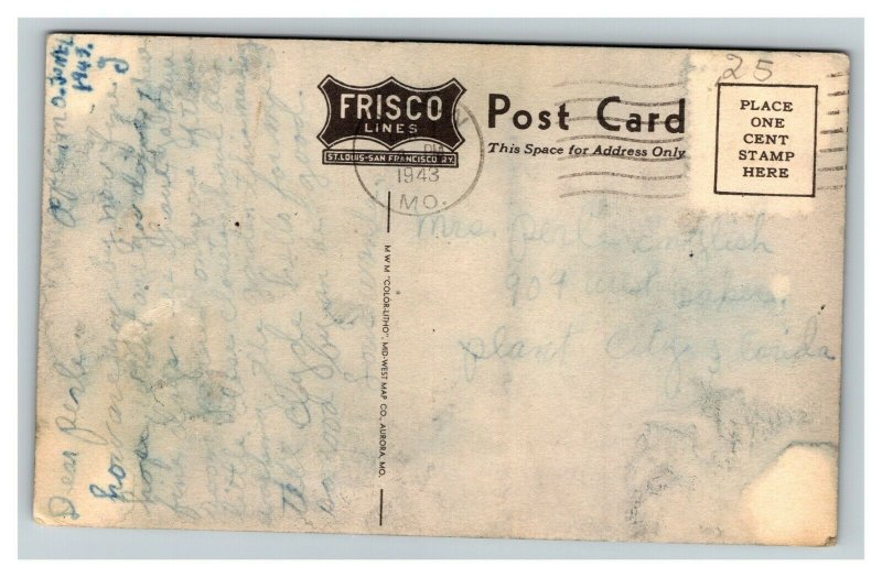 Vintage 1943 Advertising Postcard Frisco Lines Railroad - Unloading Cargo