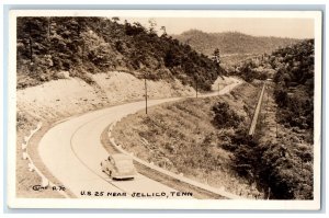 c1940's U. S. 25 Car Road Near Jellico Tennessee TN RPPC Photo Vintage Postcard 