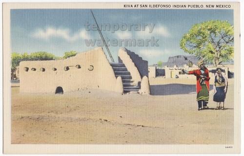 KIVA ~SAN IDELFONSO INDIAN PUEBLO~SANTA FE NM~c1940s 