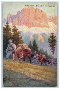 c1910 Military transport in the High Mountains Germany Antique Postcard