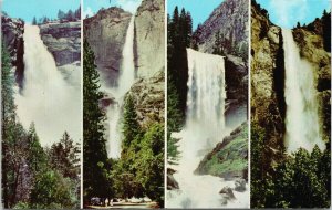 The Four WaterFalls Yosemite National Park CA California Unused Postcard F54